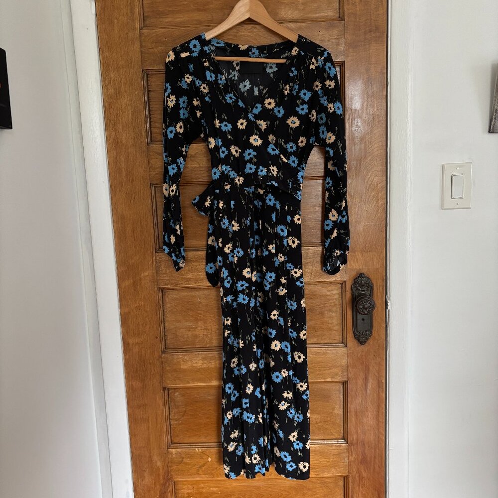 No. 6 Store Romy Jumpsuit in Black and Blue Falling Floral - Picture 4 of 11